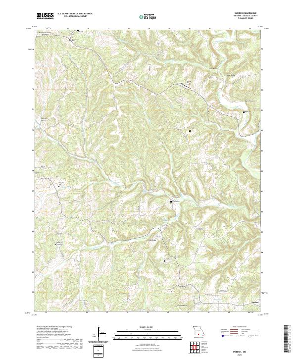 USGS US Topo 7.5-minute map for Sweden MO 2021