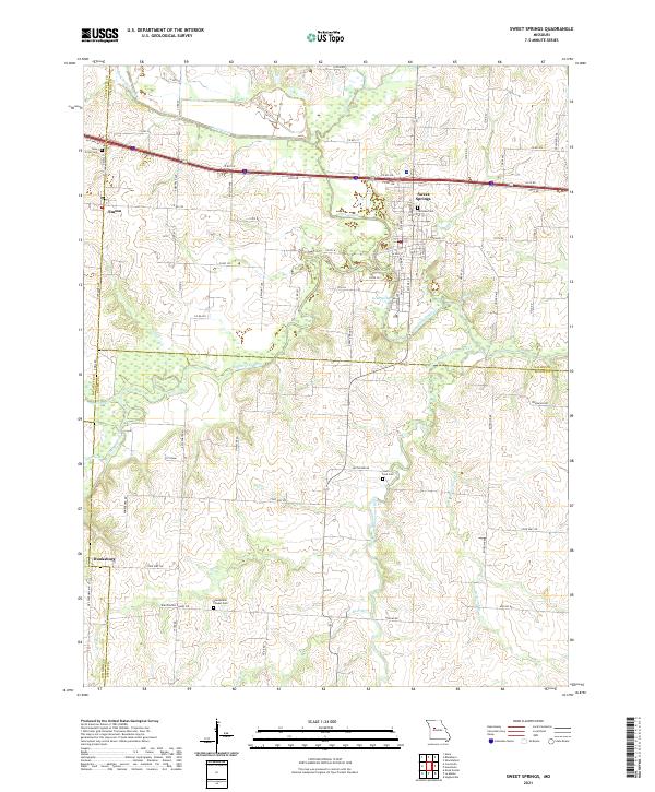 USGS US Topo 7.5-minute map for Sweet Springs MO 2021