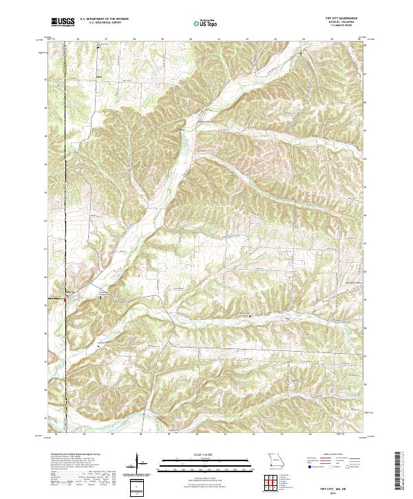 USGS US Topo 7.5-minute map for Tiff City MOOK 2021