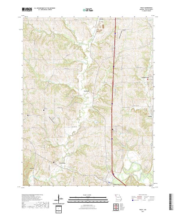 USGS US Topo 7.5-minute map for Tracy MO 2021