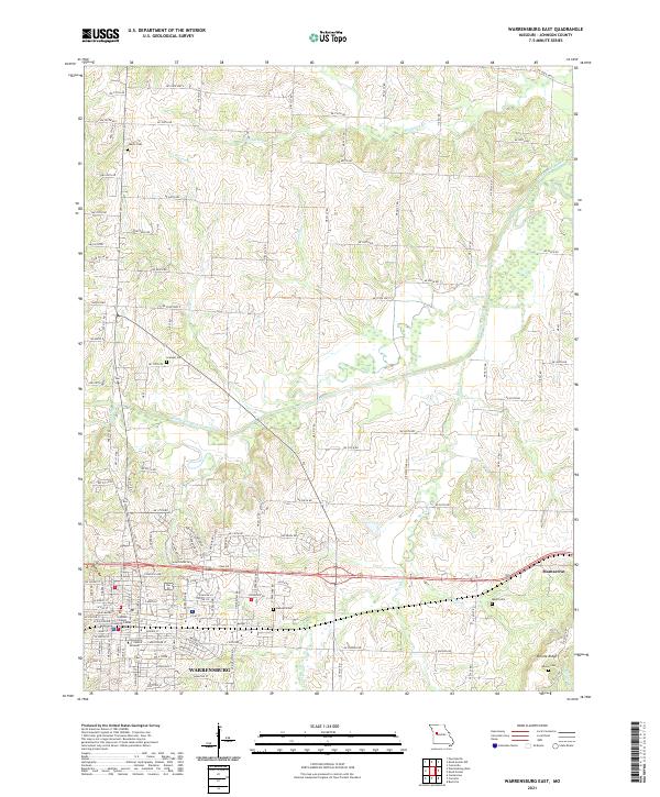 USGS US Topo 7.5-minute map for Warrensburg East MO 2021