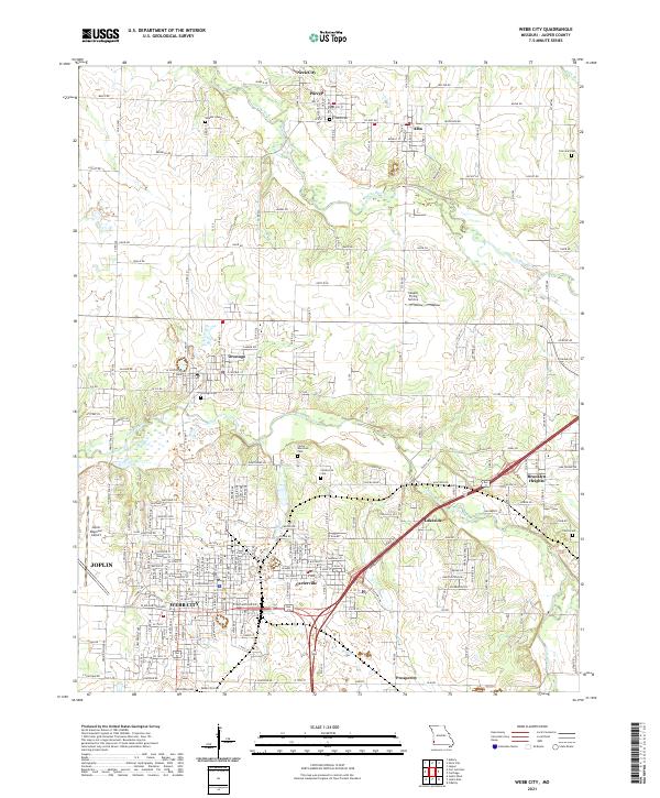 USGS US Topo 7.5-minute map for Webb City MO 2021