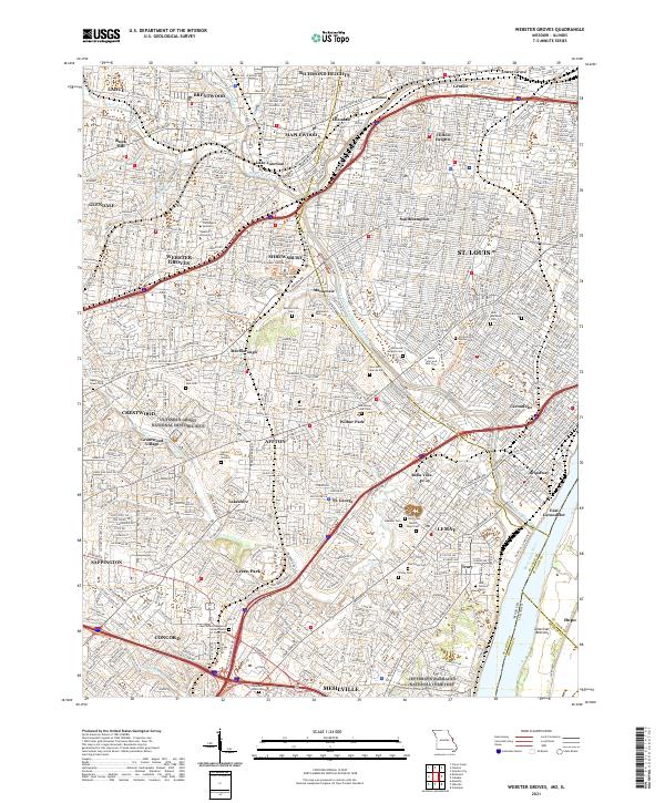 USGS US Topo 7.5-minute map for Webster Groves MOIL 2021