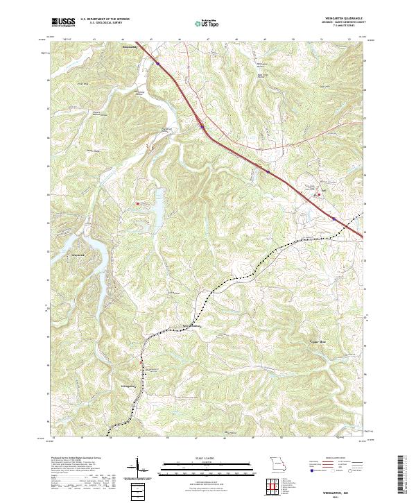 USGS US Topo 7.5-minute map for Weingarten MO 2021