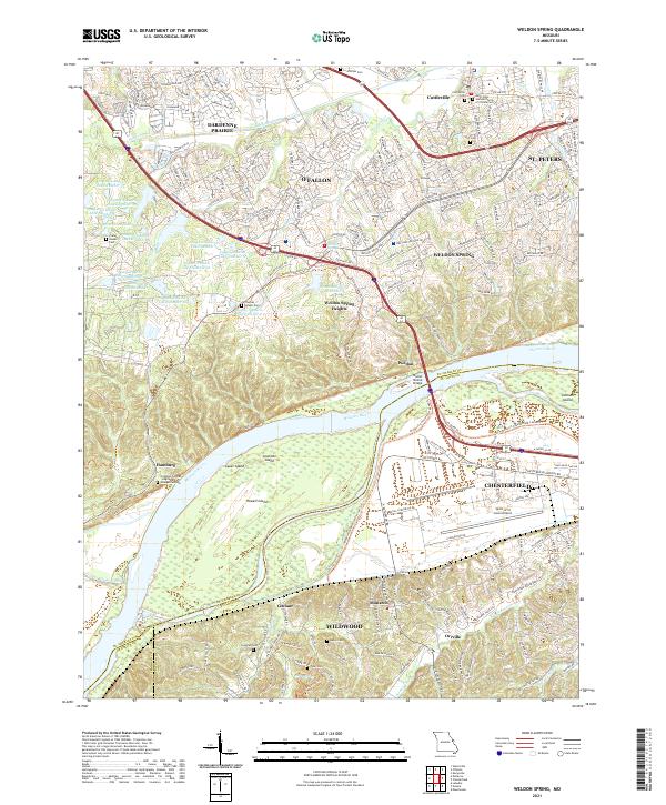 USGS US Topo 7.5-minute map for Weldon Spring MO 2021