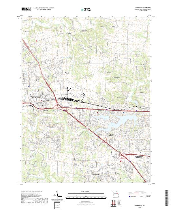 USGS US Topo 7.5-minute map for Wentzville MO 2021