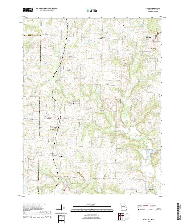 USGS US Topo 7.5-minute map for West Line MOKS 2021