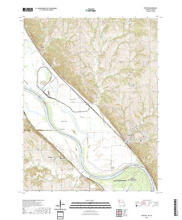 USGS US Topo 7.5-minute map for Weston MOKS 2021