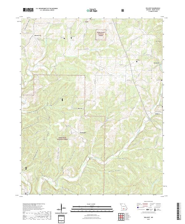 USGS US Topo 7.5-minute map for Willhoit MO 2021