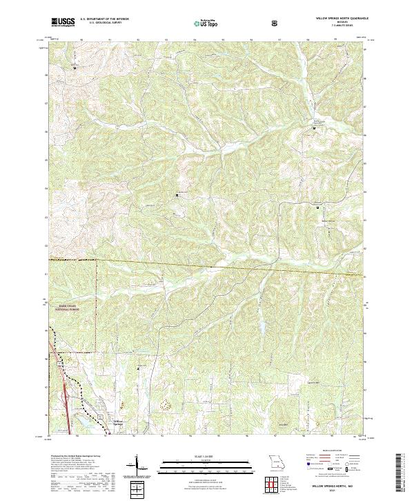 USGS US Topo 7.5-minute map for Willow Springs North MO 2021