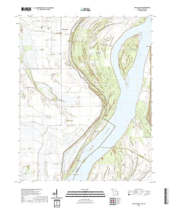 USGS US Topo 7.5-minute map for Wolf Island MOKY 2021