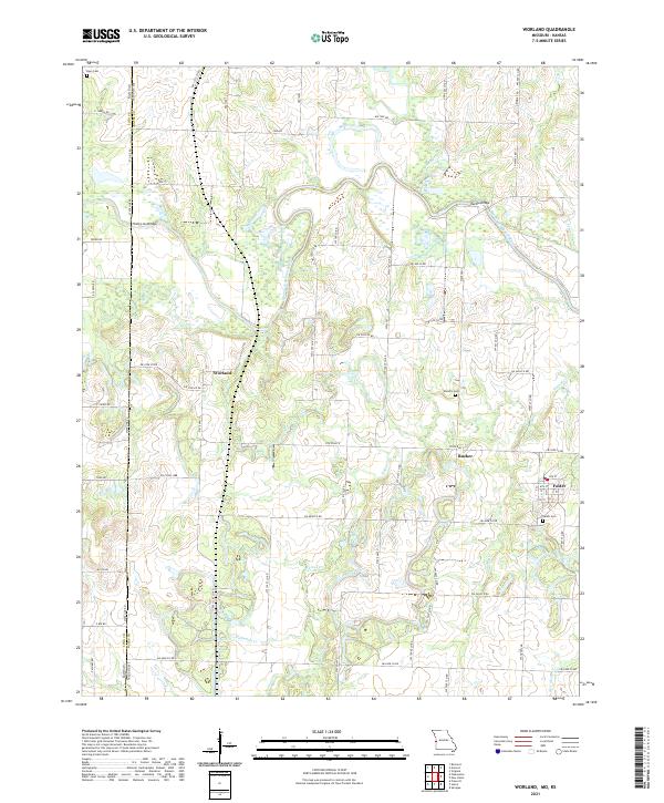 USGS US Topo 7.5-minute map for Worland MOKS 2021