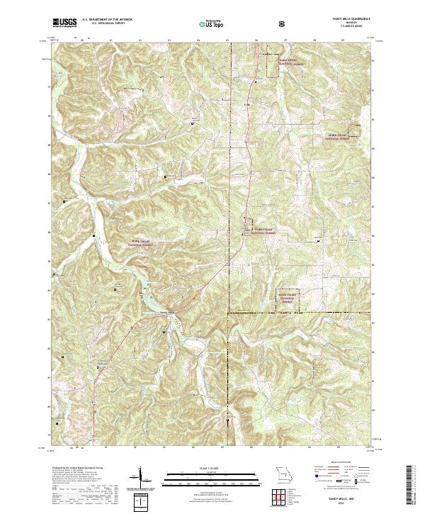 USGS US Topo 7.5-minute map for Yancy Mills MO 2021