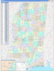 Color Cast Style Wall Map of Mississippi by Market Maps