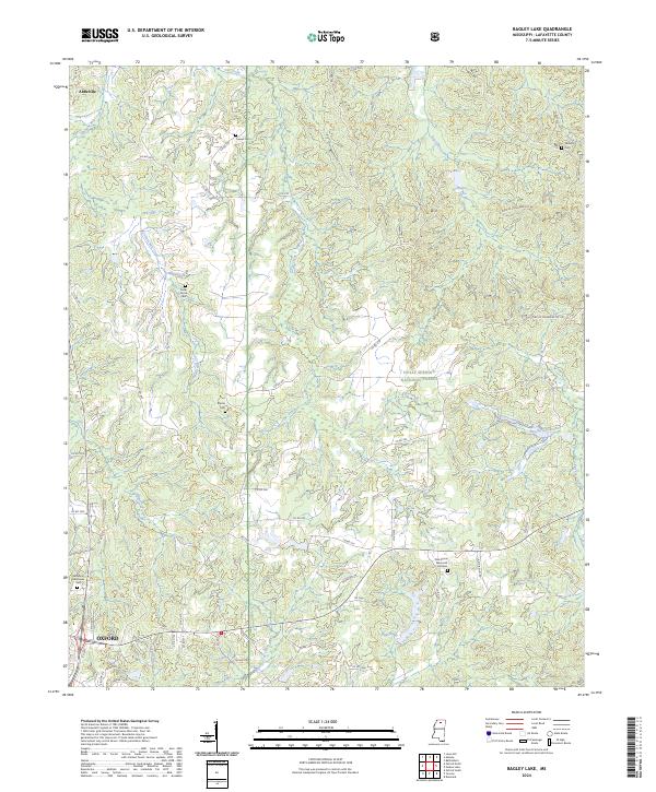 US Topo 7.5-minute map for Bagley Lake MS