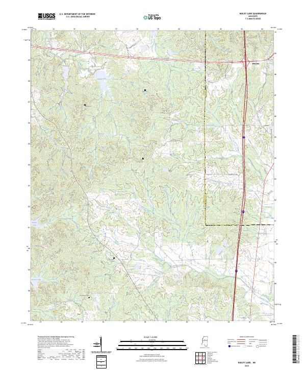 US Topo 7.5-minute map for Bailey Lake MS