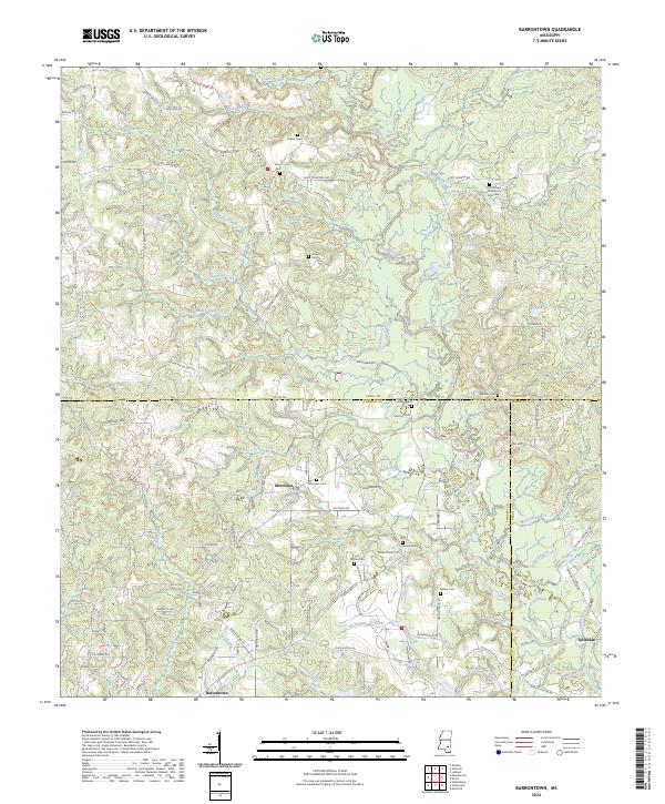 US Topo 7.5-minute map for Barrontown MS