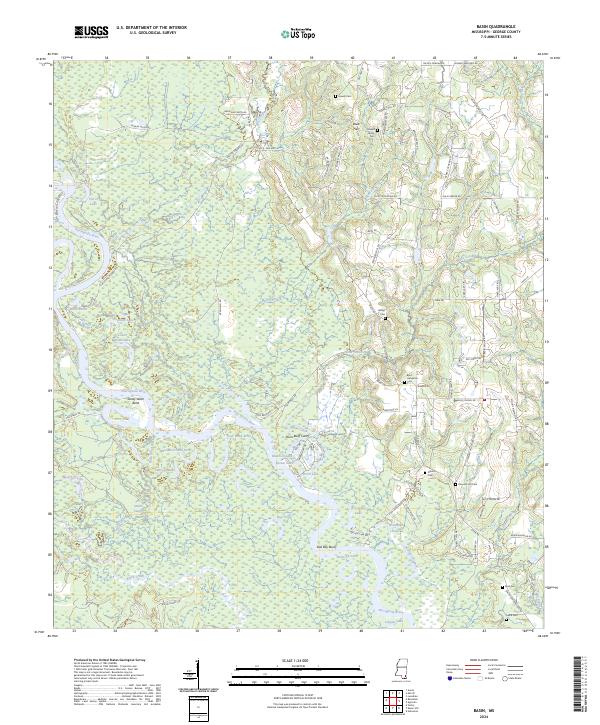 US Topo 7.5-minute map for Basin MS