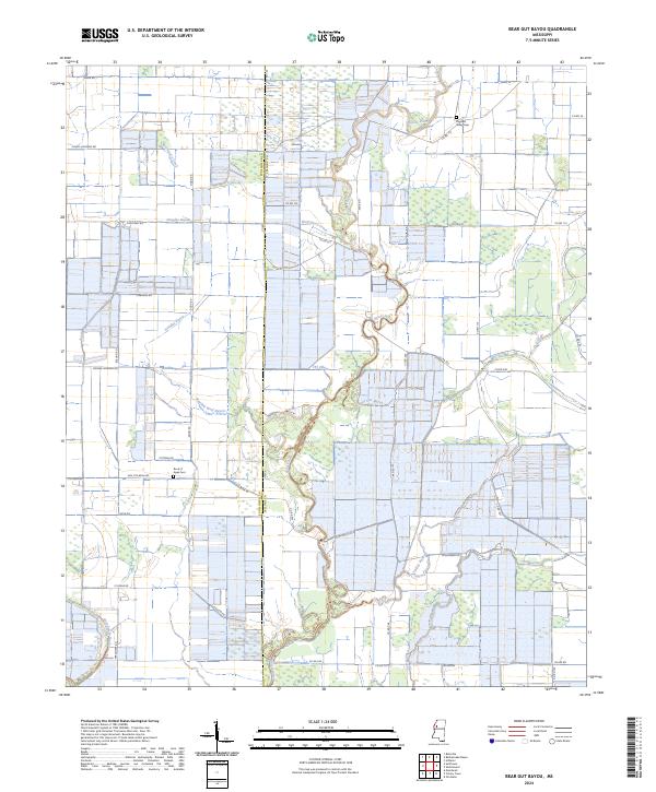 US Topo 7.5-minute map for Bear Gut Bayou MS