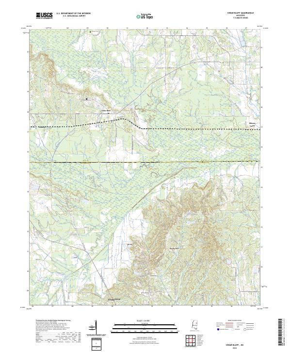 US Topo 7.5-minute map for Cedar Bluff MS