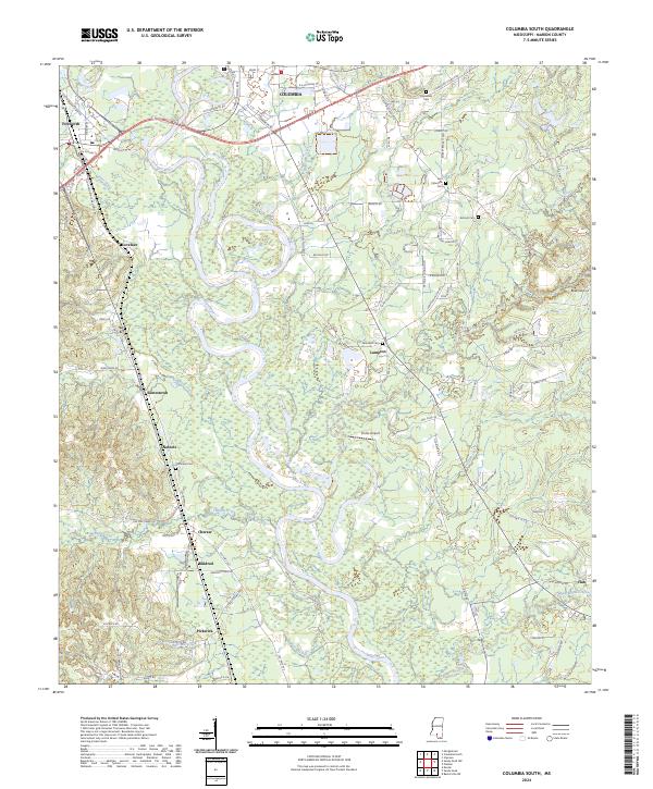 US Topo 7.5-minute map for Columbia South MS