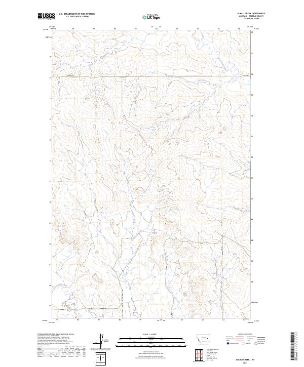 US Topo 7.5-minute map for Alkali Creek MT
