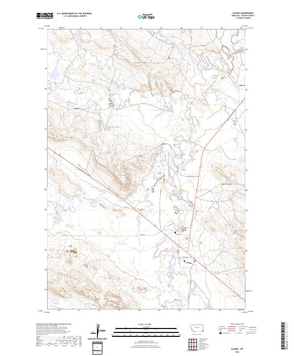 US Topo 7.5-minute map for Alzada MT