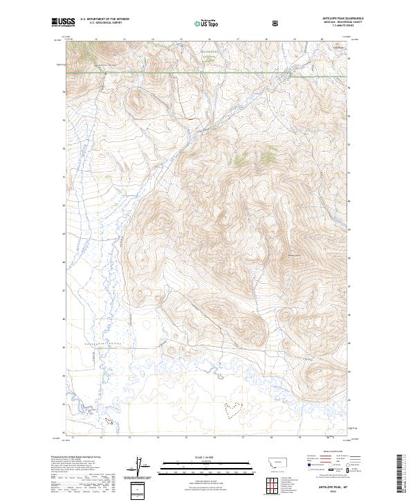 US Topo 7.5-minute map for Antelope Peak MT