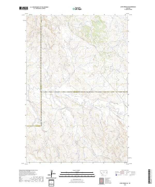 US Topo 7.5-minute map for Ayer Spring NE MT