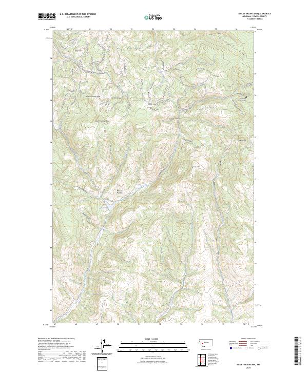 US Topo 7.5-minute map for Bailey Mountain MT