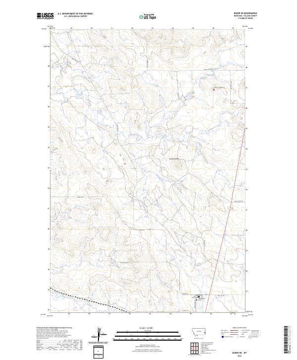 US Topo 7.5-minute map for Baker NE MT