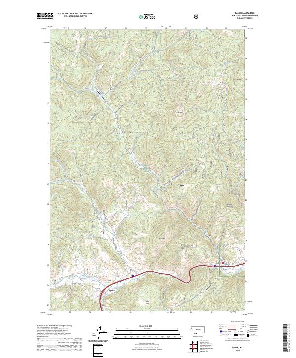 US Topo 7.5-minute map for Basin MT