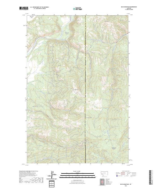 US Topo 7.5-minute map for Bata Mountain MT