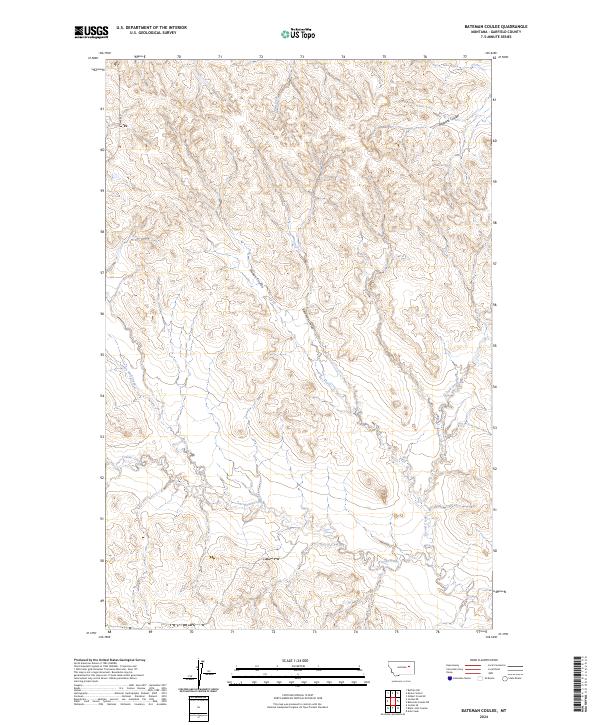 US Topo 7.5-minute map for Bateman Coulee MT