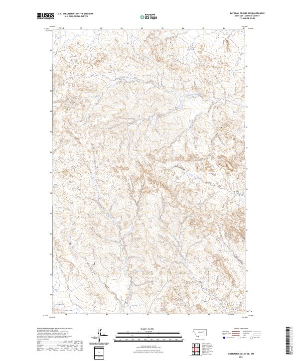 US Topo 7.5-minute map for Bateman Coulee NE MT