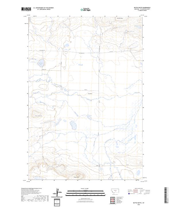 US Topo 7.5-minute map for Battle Butte MT