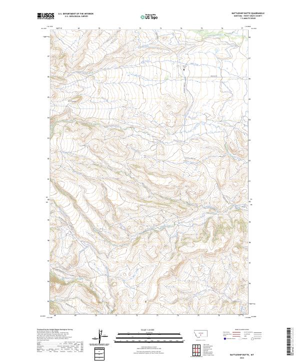 US Topo 7.5-minute map for Battleship Butte MT