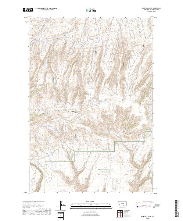 US Topo 7.5-minute map for Bear Coulee SW MT