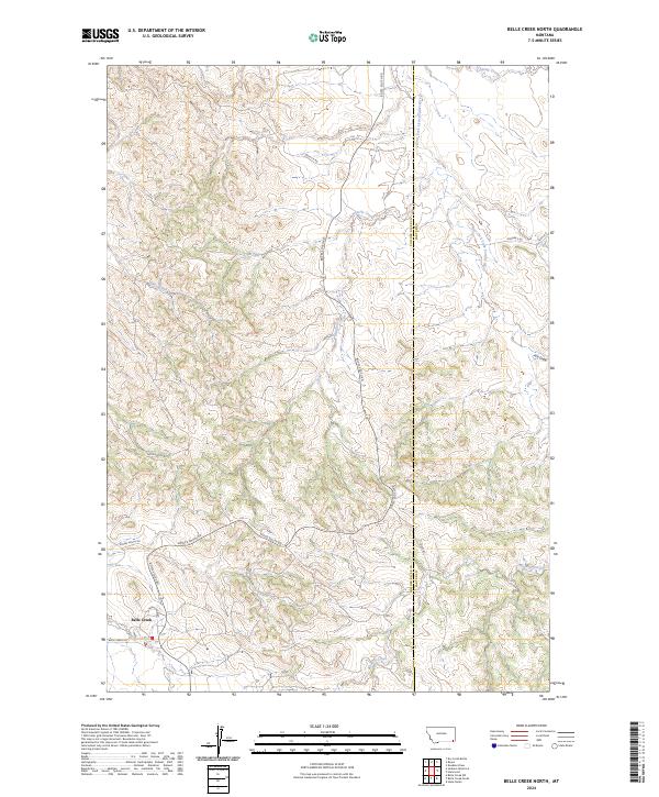 US Topo 7.5-minute map for Belle Creek North MT