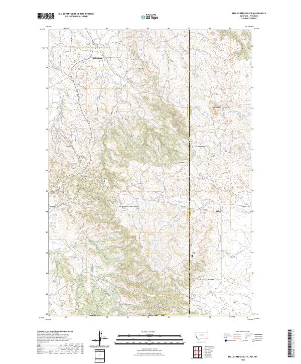 US Topo 7.5-minute map for Belle Creek South MTWY