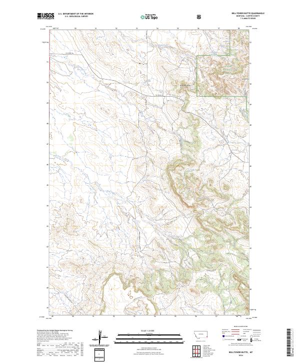 US Topo 7.5-minute map for Belltower Butte MT