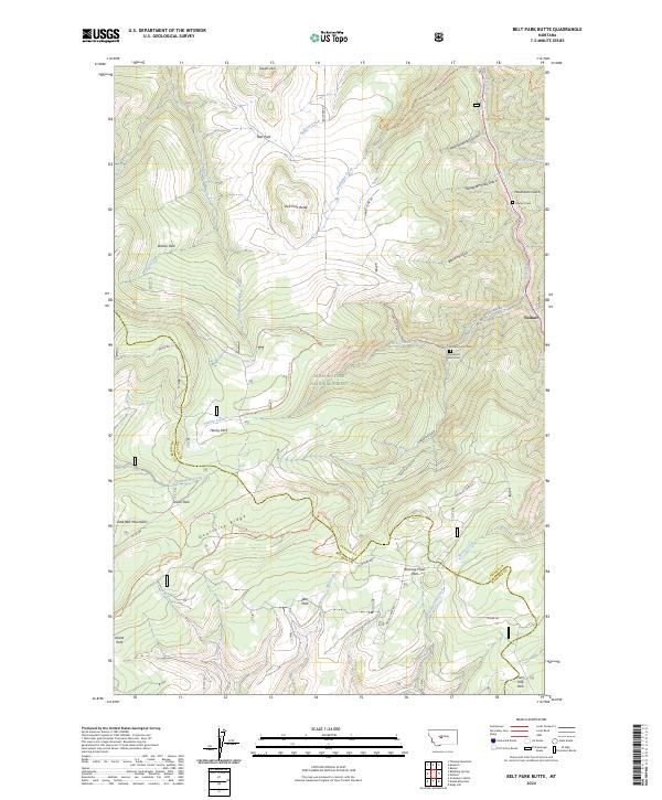 US Topo 7.5-minute map for Belt Park Butte MT