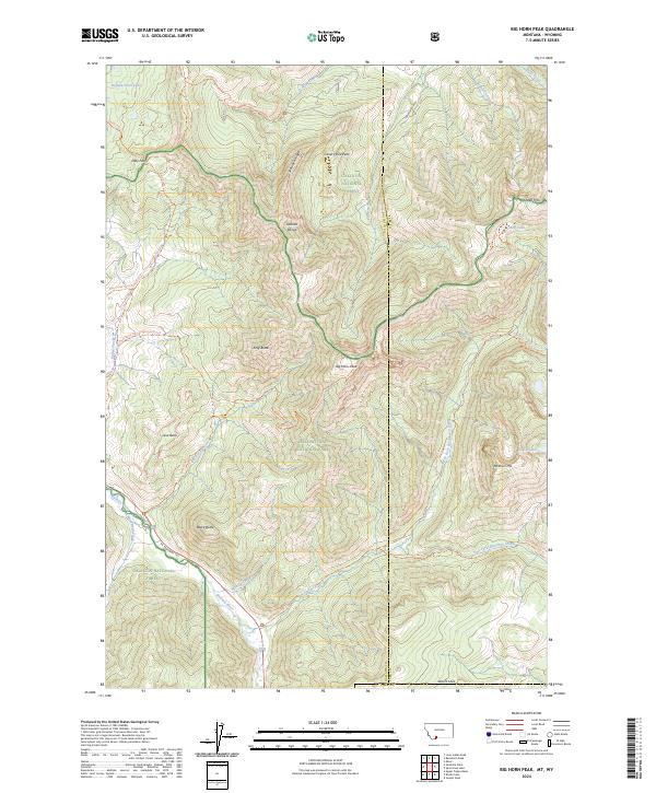 US Topo 7.5-minute map for Big Horn Peak MTWY