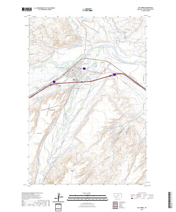 US Topo 7.5-minute map for Big Timber MT