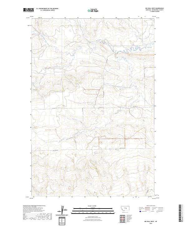 US Topo 7.5-minute map for Big Wall West MT