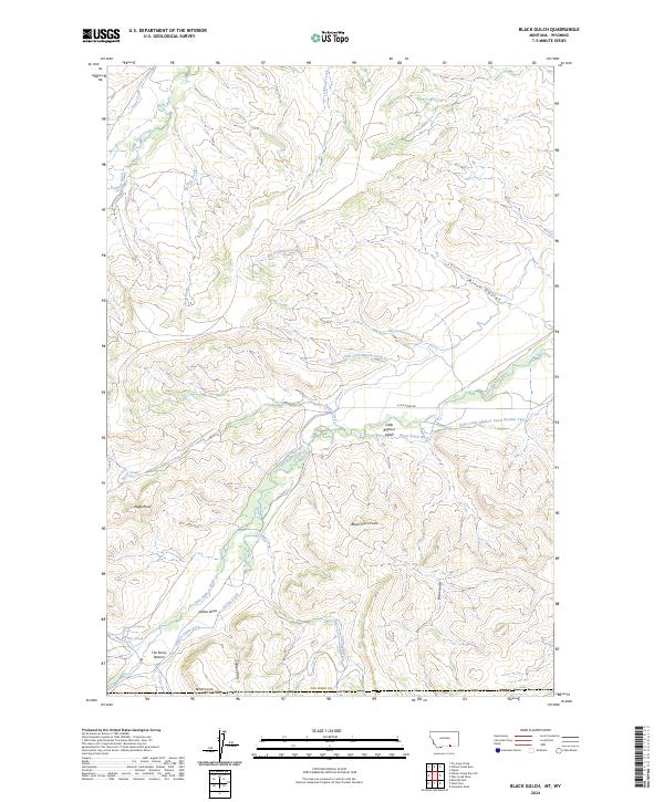 US Topo 7.5-minute map for Black Gulch MTWY