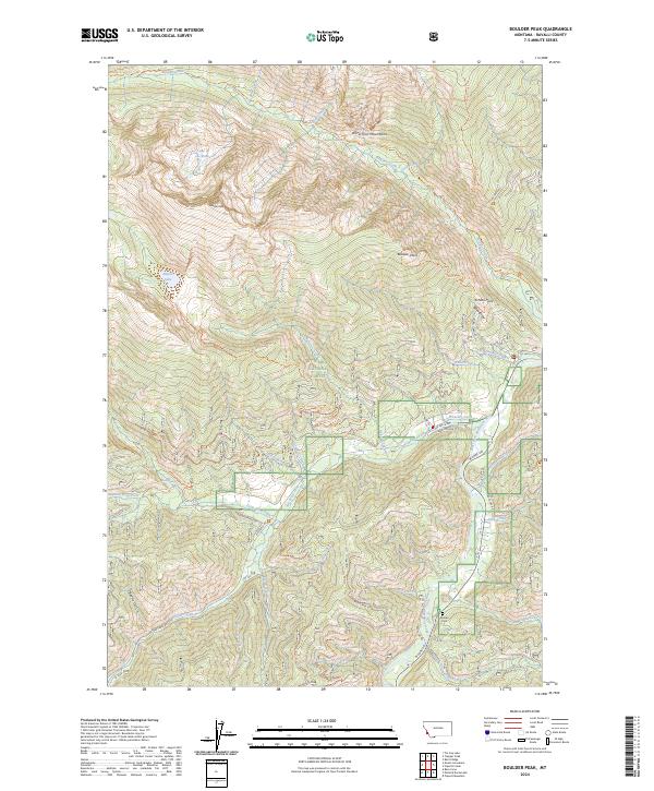 US Topo 7.5-minute map for Boulder Peak MT