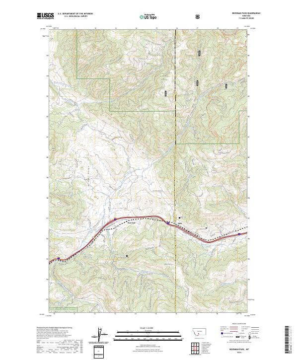 US Topo 7.5-minute map for Bozeman Pass MT