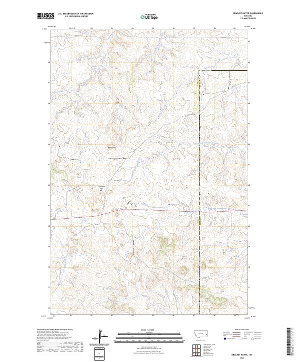 US Topo 7.5-minute map for Bracket Butte MT