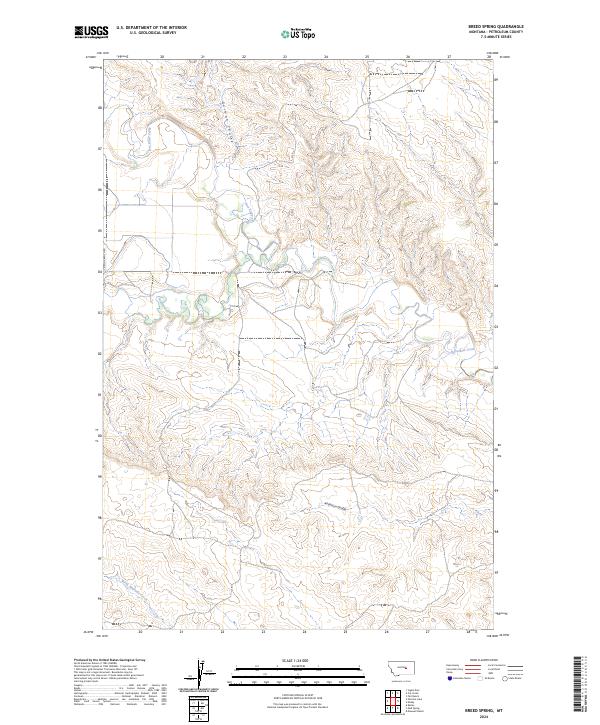 US Topo 7.5-minute map for Breed Spring MT